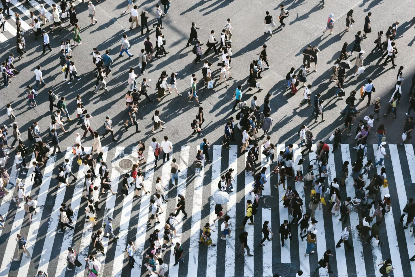 People crossing the street on a crosswalk