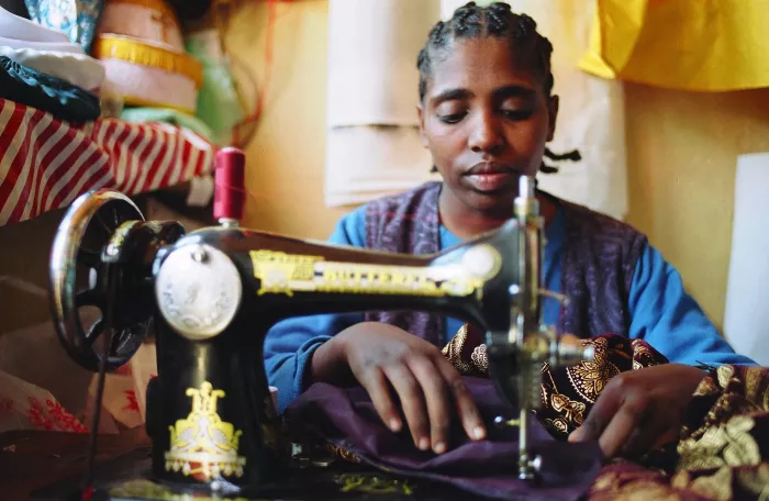 Woman entrepreneur with a a hearing impairment at work, Addis Ababa, Ethiopia